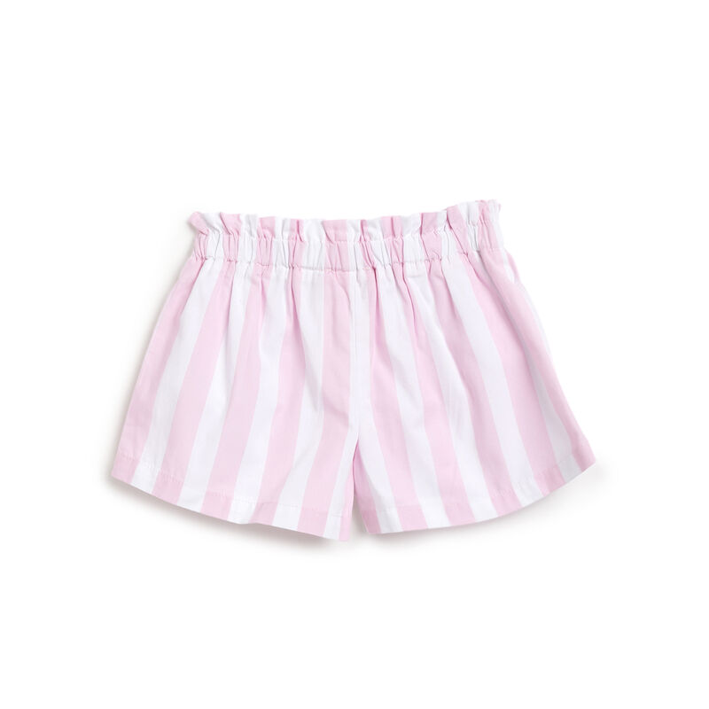 Girls White and Pink Striped Short Trousers image number 1